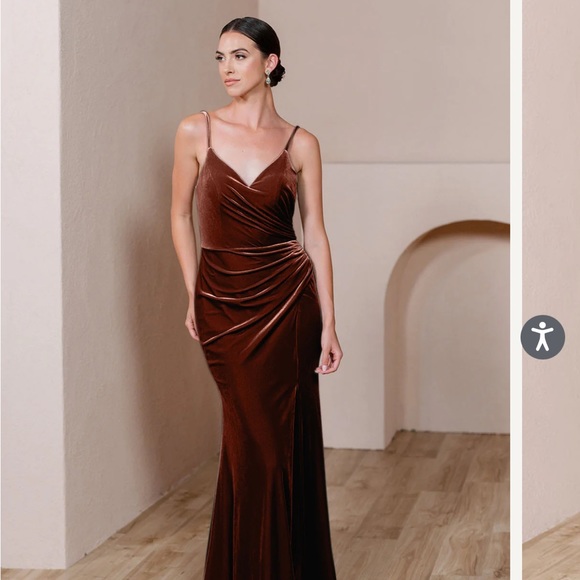 Revelry Terracotta Rory Velvet Bridesmaid Dress - Picture 7 of 10